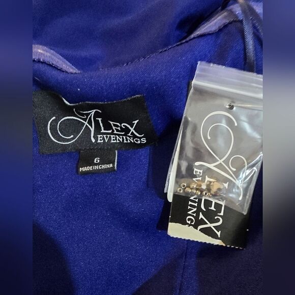 Alex Evenings Embellished Off the Shoulder Column Gown NWT size 6 Royal Blue - Picture 6 of 6